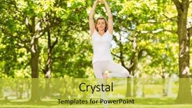  Presentation with peaceful - Amazing slide deck having peaceful blonde doing yoga backdrop and a  colored foreground