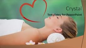  Presentation with heart flowers - Presentation theme with peaceful-blonde-lying-on-bamboo background and a seafoam green colored foreground