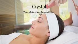  Presentation with peaceful - Presentation design enhanced with peaceful brunette getting micro dermabrasion in the health spa background and a soft green colored foreground