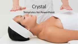  Presentation with reiki - Audience pleasing presentation theme consisting of peaceful brunette getting reiki therapy backdrop and a lemonade colored foreground