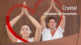  Presentation with hands heart - Theme enhanced with peaceful couple in white doing background and a tawny brown colored foreground