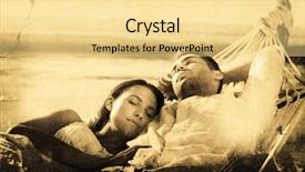  Presentation with peaceful - Presentation with peaceful couple napping in a hammock against grey background background and a blonde colored foreground