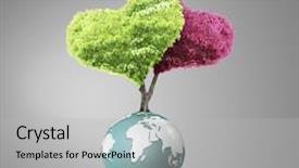  Presentation with green planet - Presentation theme with peaceful green planet nasa globe background and a light gray colored foreground