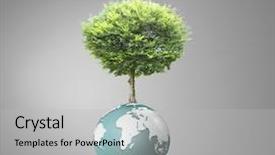  Presentation with green planet - PPT theme having peaceful green planet nasa globe background and a light gray colored foreground