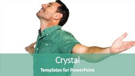  Presentation with peaceful - Amazing slides having peaceful man with closed eyes and arms outstretched on white screen backdrop and a teal colored foreground