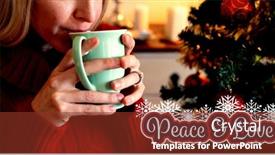  Presentation with peaceful - Beautiful presentation design featuring peaceful message against woman at home at christmas time backdrop and a tawny brown colored foreground