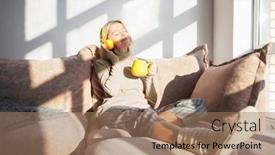  Presentation with free music - Presentation consisting of peaceful-middle-aged-female background and a coral colored foreground