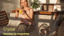  Presentation with tea coffee - PPT layouts having peaceful-middle-aged-woman-enjoys and a  colored foreground