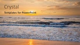  Presentation with serene - PPT theme having peaceful serene morning on beach background and a coral colored foreground