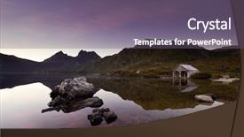  Presentation with peaceful - Beautiful theme featuring peaceful-sunrise-over-cradle-mountain backdrop and a violet colored foreground