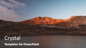  Presentation with peaceful - PPT theme with peaceful-sunset-over-lake-landscape background and a tawny brown colored foreground