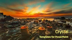  Presentation with tranquil - Colorful presentation theme enhanced with the sky over mediterranean backdrop and a tawny brown colored foreground