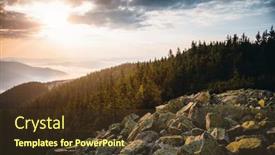  Presentation with peaceful - Theme with peaceful-view-of-distant-mountain background and a tawny brown colored foreground