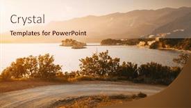  Presentation with destination - Presentation theme consisting of peaceful-view-of-small-islet background and a lemonade colored foreground