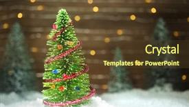  Presentation with winter scene - Slide deck with peaceful winter scene with christmas tree background and a tawny brown colored foreground