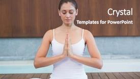  Presentation with peaceful - Cool new presentation theme with peaceful woman in white sitting in lotus pose in health spa backdrop and a tawny brown colored foreground