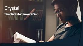  Presentation with book glasses - Amazing presentation theme having peaceful young man in glasses backdrop and a tawny brown colored foreground