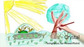  Presentation with hand drawn school - Slide set consisting of peacekeeping - child hand with pencil drawing background and a soft green colored foreground
