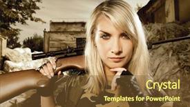  Presentation with sniper - Theme enhanced with peacemaker - beautiful woman soldier background and a  colored foreground