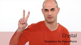  Presentation with peace - Colorful theme enhanced with peacemaker - man giving the peace sign backdrop and a red colored foreground