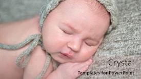  Presentation with sleeping baby - PPT layouts having peacful sleeping baby on her side background and a coral colored foreground