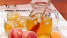  Presentation with tea - PPT theme enhanced with peach-cold-tea-jar-ice background and a red colored foreground