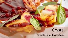  Presentation with meat poultry - PPT theme having peach cream on elegant restaurant background and a coral colored foreground