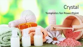  Presentation with bamboo - Amazing PPT theme having peach flower daisy - beautiful spa setting on bamboo backdrop and a  colored foreground