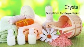  Presentation with bamboo - Audience pleasing slide deck consisting of peach flower daisy - beautiful spa setting on bamboo backdrop and a  colored foreground