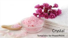  Presentation with spa for seniors - Colorful PPT theme enhanced with peach flower daisy - spa set backdrop and a  colored foreground