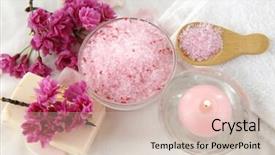  Presentation with spa - Presentation theme enhanced with peach flower daisy - spa set background and a  colored foreground