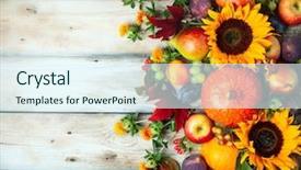  Presentation with halloween pumpkins thanksgiving day - Beautiful PPT theme featuring peach flower daisy - thanksgiving background with autumn pumpkins backdrop and a sky blue colored foreground