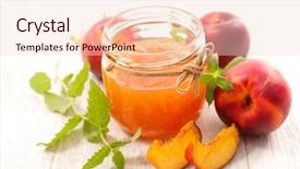  Presentation with peach jam or jelly - Colorful slide deck enhanced with peach jam and mint studio backdrop and a lemonade colored foreground