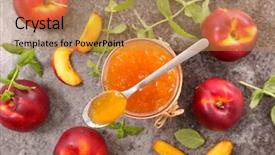  Presentation with mint - PPT layouts with peach jam in jar background and a coral colored foreground