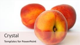  Presentation with three dimensinal geometry - Beautiful theme featuring peaches on a white background backdrop and a  colored foreground