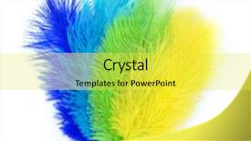  Presentation with carnival - Presentation design consisting of peafowl - colored feathers on white background background and a yellow colored foreground