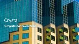  Presentation with tall building art - Audience pleasing PPT layouts consisting of peak of an office building backdrop and a ocean colored foreground