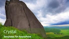 Presentation with mountain - Audience pleasing PPT theme consisting of peak-of-da-bia-mountain backdrop and a tawny brown colored foreground