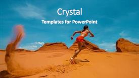  Presentation with running mountains - Beautiful PPT layouts featuring peak over the red mountains backdrop and a  colored foreground