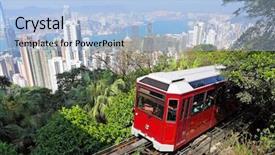  Presentation with tram - Amazing slides having peak tram in hong kong backdrop and a light blue colored foreground