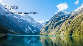  Presentation with reflecting - PPT theme consisting of peaks-of-darran-mountains-reflecting background and a light blue colored foreground