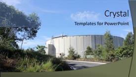  Presentation with tank storage - Beautiful PPT theme featuring peanba park water storage tank backdrop and a light blue colored foreground