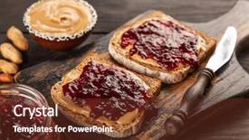  Presentation with peanut butter and jelly - Colorful PPT theme enhanced with peanut butter and jelly sandwich backdrop and a tawny brown colored foreground
