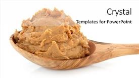  Presentation with peanut butter - Colorful slide set enhanced with olive wood spoon over white backdrop and a white colored foreground