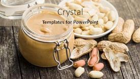  Presentation with peanut butter - Presentation theme having peanut butter in jar and peanuts on wooden table background and a lemonade colored foreground