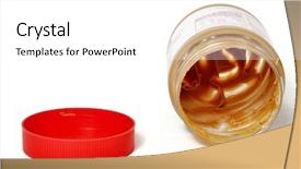  Presentation with peanut butter - Slide set consisting of foods jars - peanut butter jar and lid background and a white colored foreground