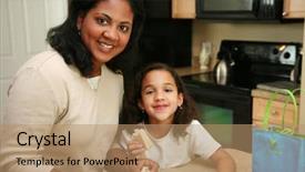  Presentation with family healthy eating - PPT theme featuring peanut butter jelly - family eating lunch background and a  colored foreground