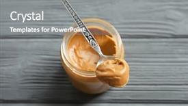  Presentation with peanut butter - Slides with peanut butter on wooden background background and a gray colored foreground