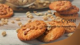  Presentation with peanut - Cool new theme with peanut cookies on wooden background closeup backdrop and a gold colored foreground