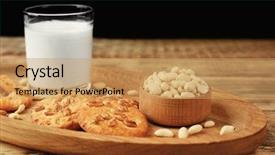  Presentation with peanut - Slides enhanced with peanut cookies with milk on tray on table background and a coral colored foreground